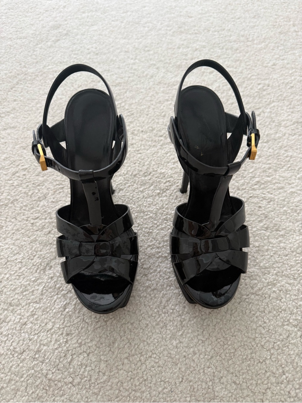 YSL Tribute Black Patent Leather Platforms Size 36